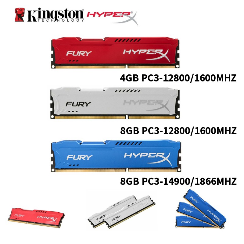 ภาพสินค้าKingston Hyperx Fury DDR3 RAM 4GB 8GB แรม 1600Mhz 1866Mhz DIMM 240Pin 1.5V หน่วยความจำเดสก์ท็อป จากร้าน xdmall.th บน Shopee ภาพที่ 1