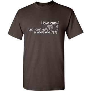 เสื้อยืด พิมพ์ลายกราฟฟิค I Love Cats But I Cant Eat A Whole One แฟชั่นฤดูร้อน สําหรับผู้ชาย