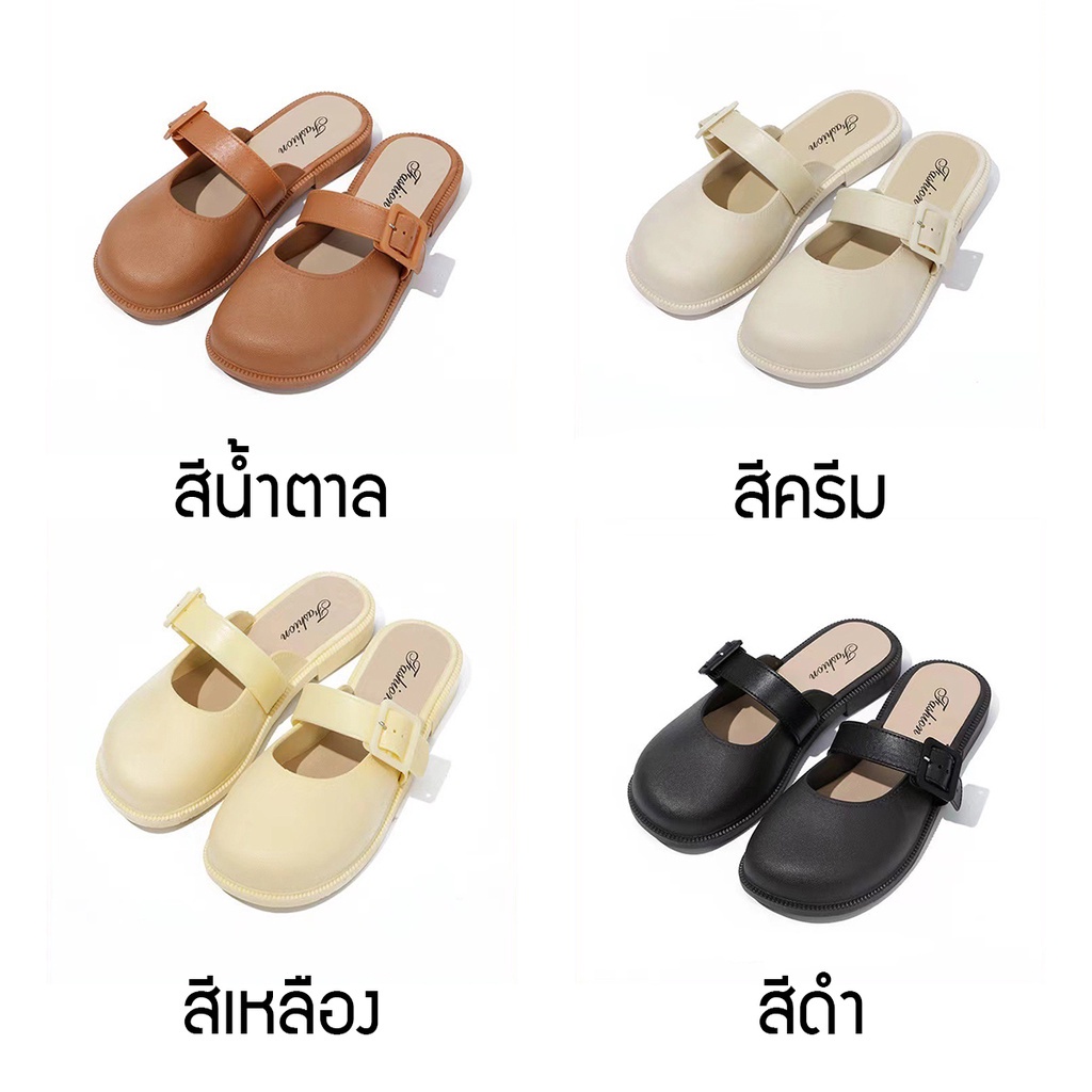 ภาพหน้าปกสินค้า(S-9) รองเท้าผู้หญิงเปิดส้น นักเรียนญี่ปุ่นส้นเตี้ย กันลื่นกันน้ำ PlusSize ไซส์ใหญ่ จากร้าน home..fashion บน Shopee