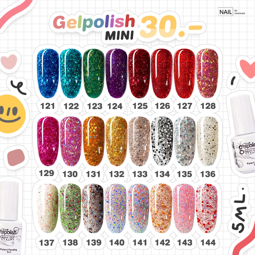 ภาพสินค้าMini gel color ขวดขาว 5 ml รหัส 074 ถึง 132 l สีเจลมินิ จากร้าน nailbychayanis บน Shopee ภาพที่ 6