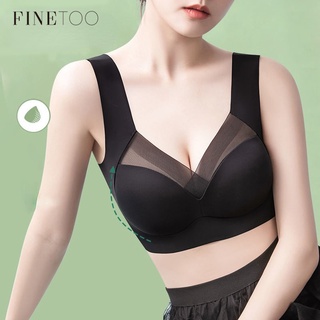 Finetoo L-3XL พลัสไซซ์ ไร้สาย ชุดชั้นใน สีพื้น ไร้รอยต่อ ชุดชั้นใน เซ็กซี่ ลึก V ยกทรง ผู้หญิง เย็บปะติดปะต่อ ลูกไม้ บราเล็ตต์