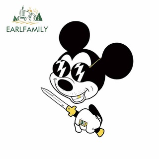 Earlfamily สติกเกอร์ ลายการ์ตูนมิกกี้เมาส์ กันน้ํา กันรอยขีดข่วน สําหรับติดตกแต่งรถยนต์ 13 ซม. x 10.8 ซม.