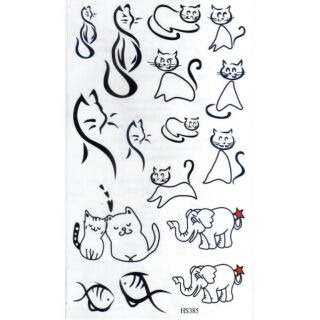 Tattoo ลาย แมว Cats แท็ททู สติกเกอร์ HS385