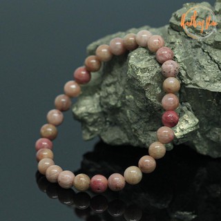 หินโรโดไนท์ หินความรัก ขนาด 6 มิล Rhodonite หินแท้ กำไลหินมงคล หินแห่งความรัก หินสีชมพู by.ออมทอง