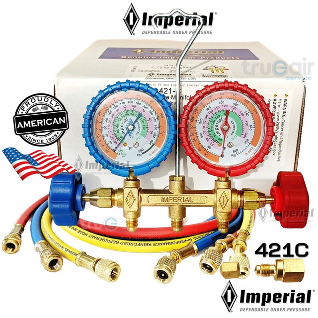 ภาพสินค้าImperial เกจวัดน้ำยาแอร์ 421-C อิมพีเรียล ชุดพร้อมสาย3 เส้น-60''Guages SERVICE MANIFOLD & GAUGES 421-C จากร้าน trueairservice บน Shopee ภาพที่ 7