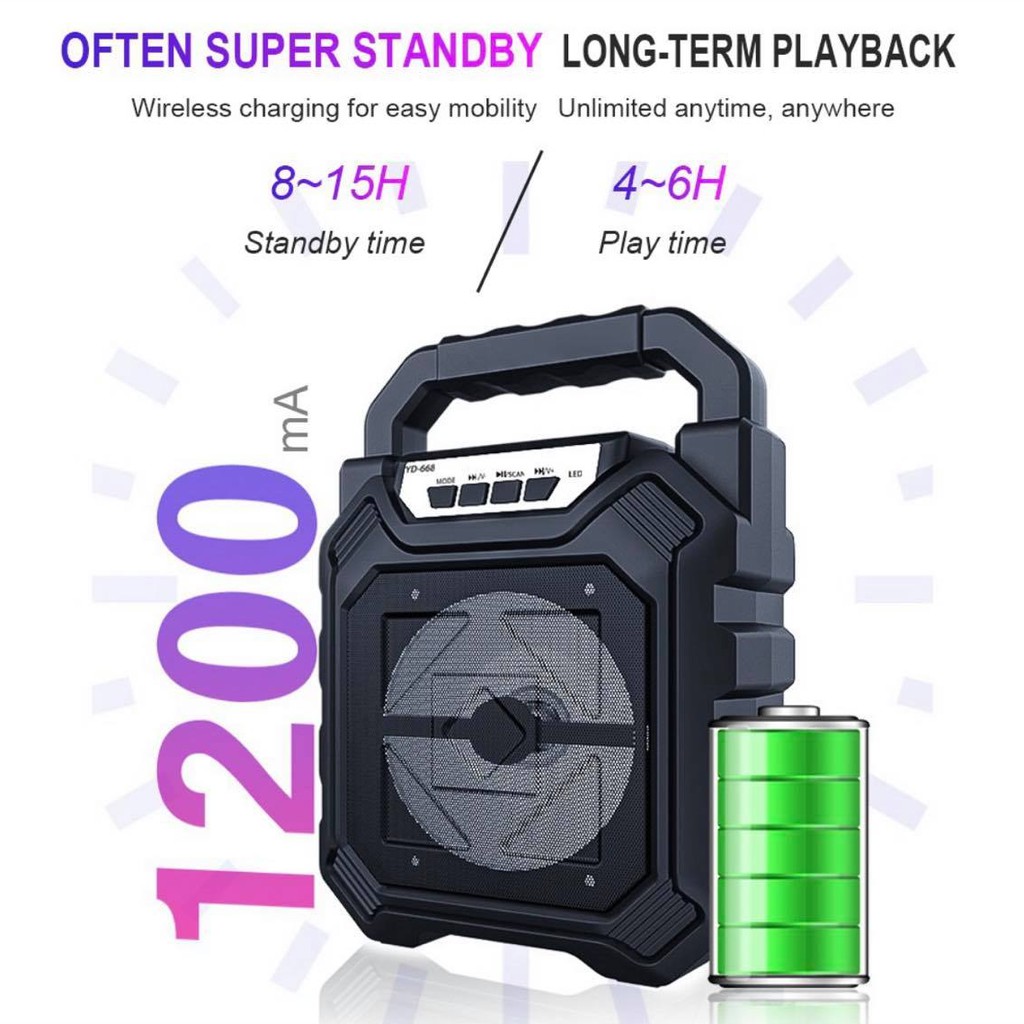 ลำโพง-bluetooth-yd-668-เสียงดีมาก-ไฟ-rgbสวยงาม-เบสหนัก-รองรับ-ไมโครโฟน