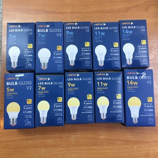 ภาพขนาดย่อของภาพหน้าปกสินค้าLamptan LED BULB NEW GLOSS สว่างขึ้น(10,000ชม.)หลอดไฟ แลมป์ 5W,7W,9W,11W,14Wขั้ว E27 แสงขาวdaylight/แสงเหลืองwarm white จากร้าน alaskalov บน Shopee