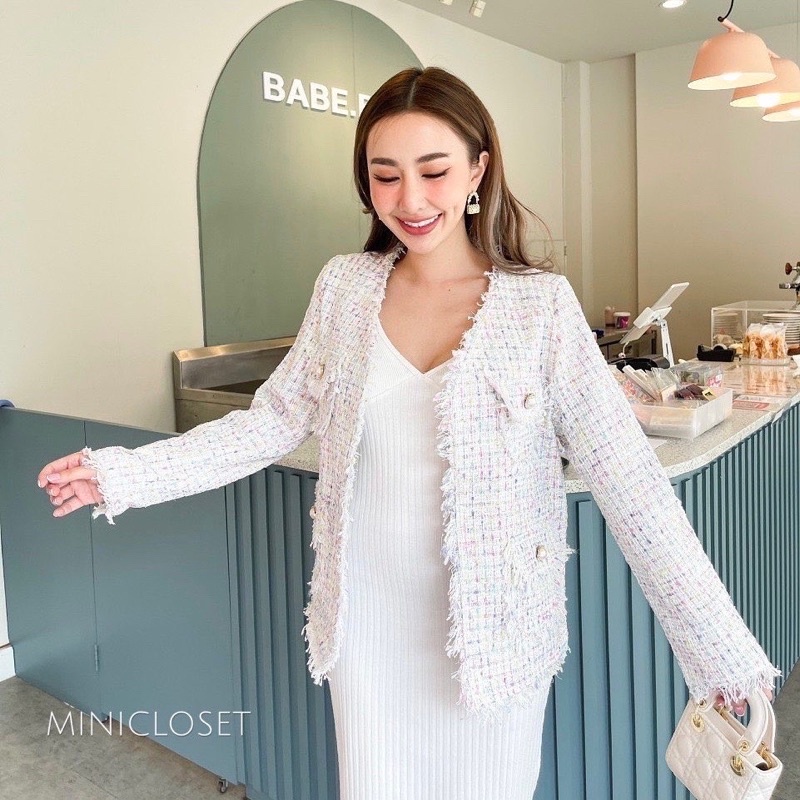 minicloset-เสื้อคลุม-เสื้อคลุมสีชมพู-เสื้อคลุมสีขาว-เสื้อคลุมแขนยาว-เสื้อคลุมผ้าทวิต