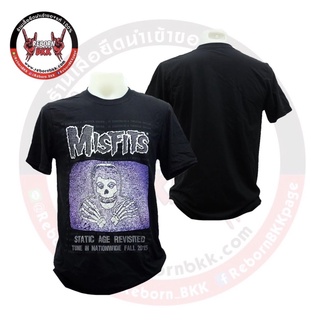 เสื้อยืดพิมพ์ลายแฟชั่นเสื้อวง Misfits ลิขสิทธิ์แท้100%