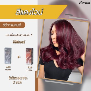 เบอริน่า เซตสี A10 + A38 สีแดงไวน์ สีย้อมผม สีผม ครีมย้อมผม เปลี่ยนสีผม Berina  A10 + A38 Hair Color Cream