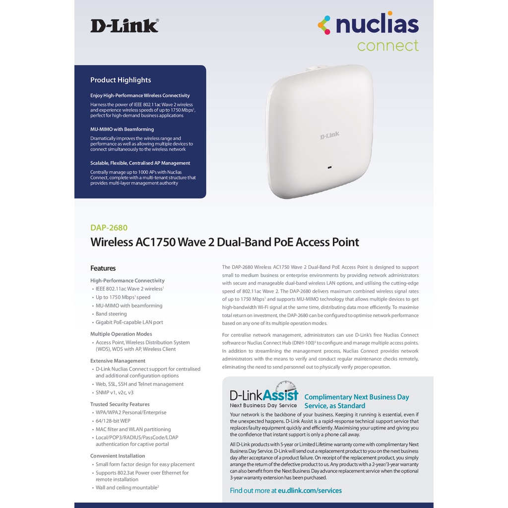 access-point-d-link-dap-2680-wireless-ac1750-dual-band-gigabit-with-poe-ของแท้รับประกันตลอดอายุการใช้งาน