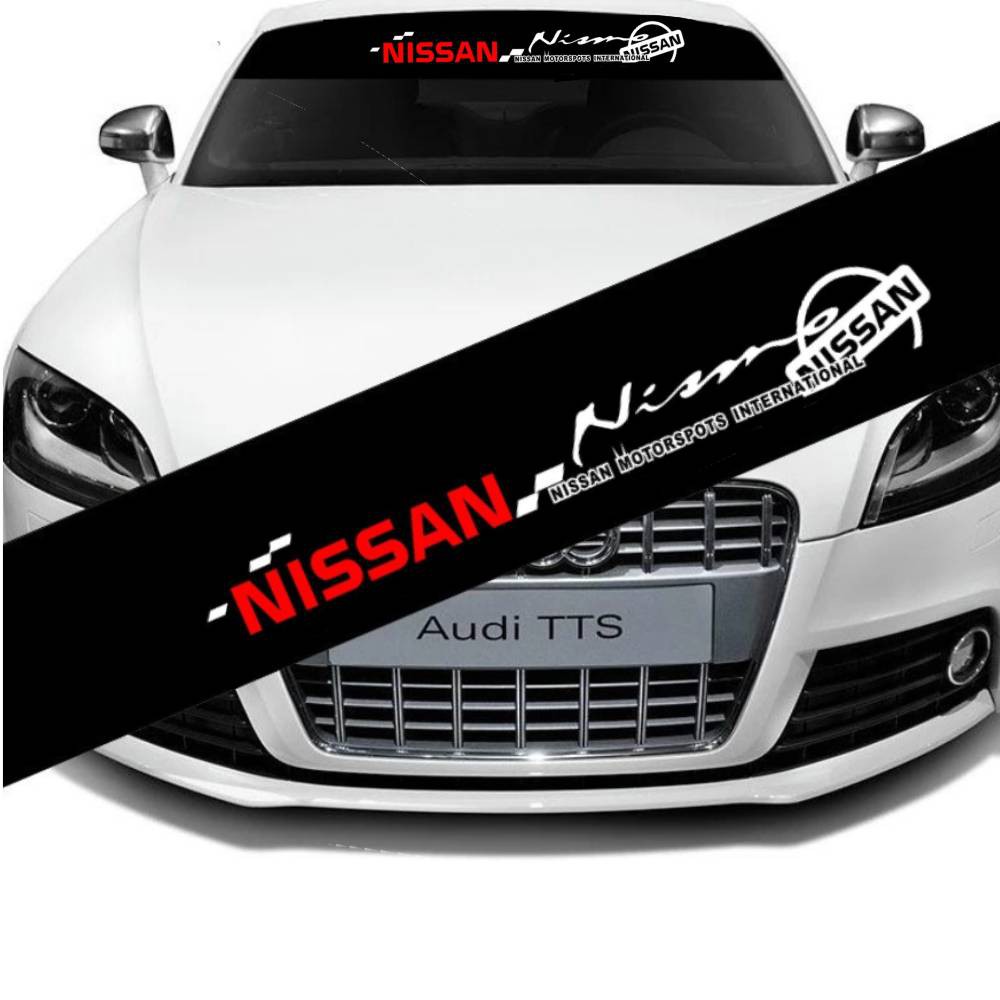 สติกเกอร์บังแดด-nissan-ส่งจากไทย-ฟิล์มบังแดด-คาดกระจกหน้า-กระจกหลัง-ฟิล์มติดรถ-ฟิล์มติดกระจกรถ-สติกเกอร์ติดรถยนต์