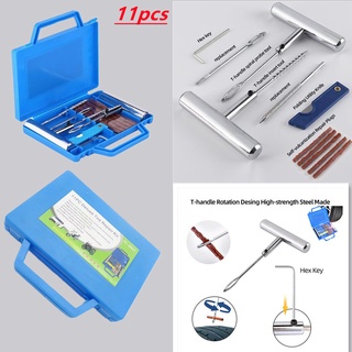 เครื่องถอดยาง 11 Tire Repair Kit PCS ยางชุดซ่อมแซมยางชุดเครื่องมือซ่อมแซมสำหรับรถจักรยานยนต์ที่มีกล่อง เครื่องมือช่าง