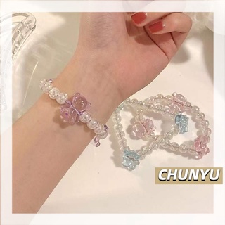 CHUNYU สร้อยข้อมือคริสตัลรูปหมีน่ารักสไตล์เกาหลีสําหรับผู้หญิง T010