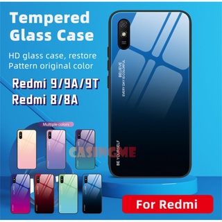 เคสกระจกนิรภัยไล่โทนสีสําหรับ Xiaomi Redmi 9A 9T 9 8 8A