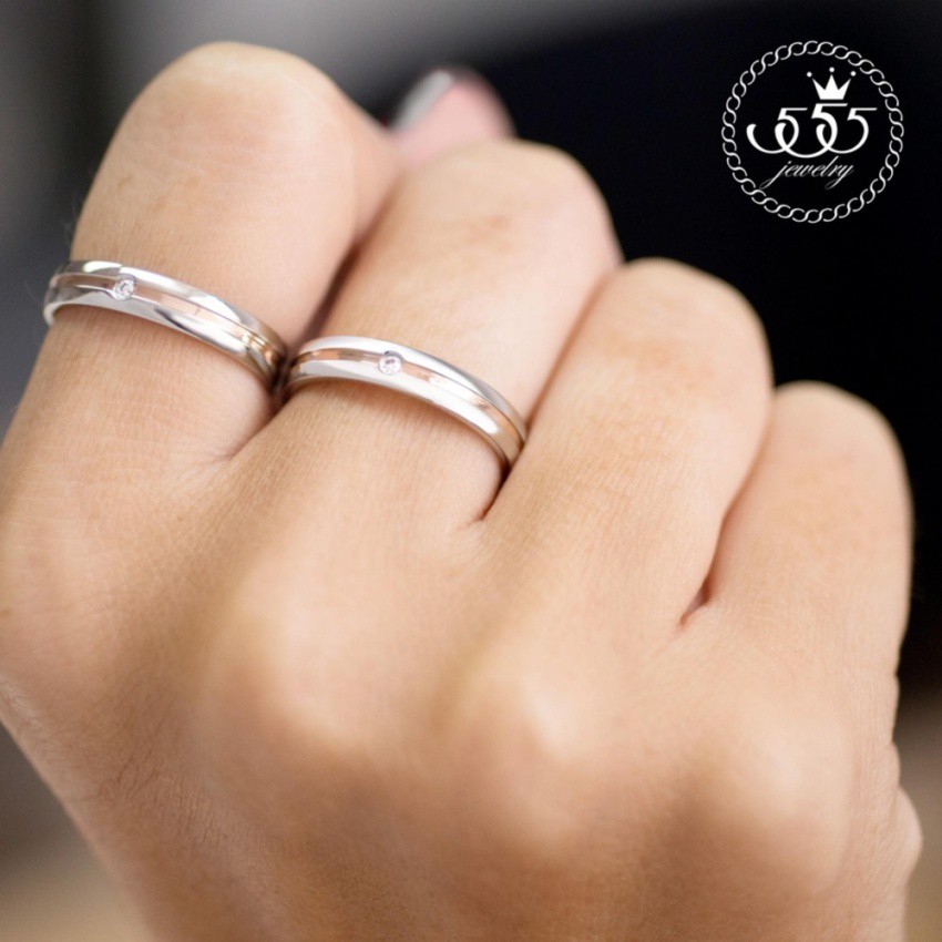 555jewelry-แหวนดีไซน์มินิมอล-สวมใส่ง่ายได้ทั้งชายและหญิง-ประดับเพชรcz-รุ่น-mnc-r102-c-rb40