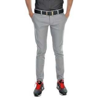 สินค้า กางเกงสแล็คชาย กางเกงนักศึกษา สีเทาทรงสวย เนื้อผ้าดีมาก ยืดหยุ่นใส่สบาย (เอว28-52)