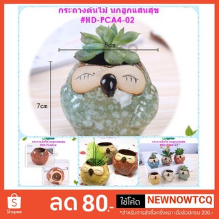 🎈🤗🎈พร้อมส่ง มีเก็บปลายทาง กระถางต้นไม้ กระถางแคคตัส ลายนกฮูกแสนสุข #HD-PCA4