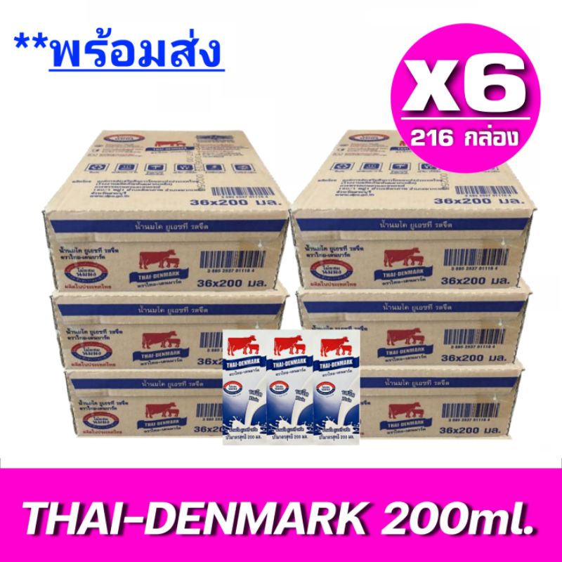 ภาพหน้าปกสินค้าx2-6ลัง นมวัวแดง ไทยเดนมาร์ค นมยูเอชที Thai-Denmark(ไทยเดนมาร์ค) รสจืด ขนาด 200มล.