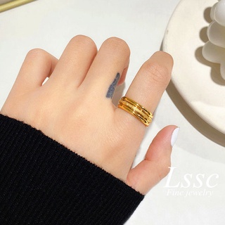 สินค้า แหวนเกลี้ยง แหวนทองครึ่งสลึงชุบทอง 18K ทองไมครอน 3 ชิ้น แหวนเรียบๆสำหรับผู้หญิง