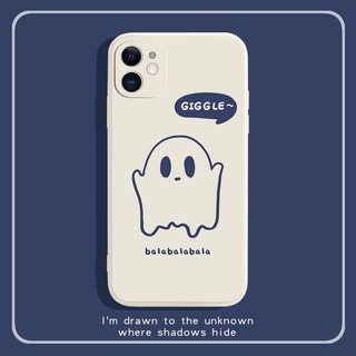 Cute ghost สีขาว ขอบตรง เคส Iphone 13 Pro Max สำหรับ iphone 7 iphone 7plus 8 plus iphone X Xr Xs เคสไอโฟน Iphone 11 12 PRO MAX