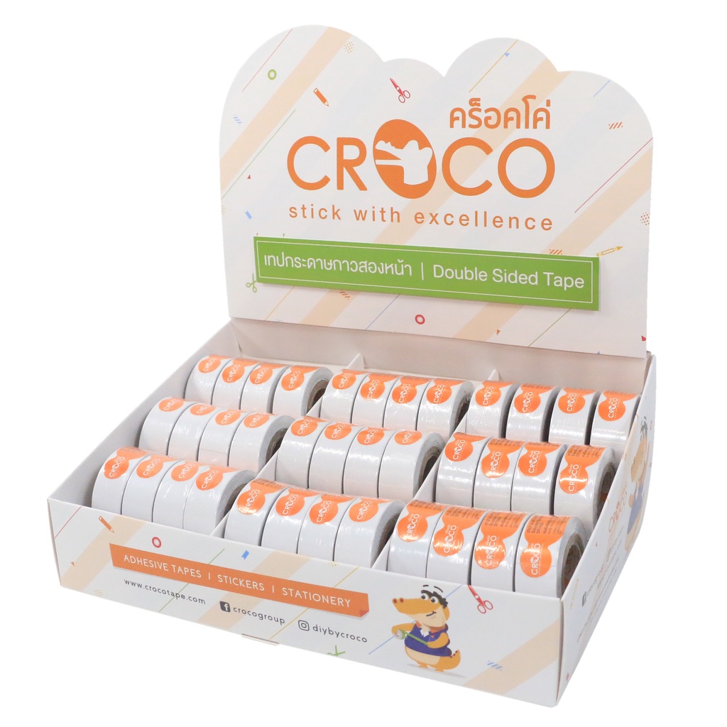 croco-เทปกระดาษกาวสองหน้า-พร้อมกล่องโชว์ขาย