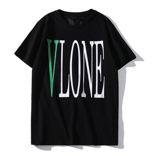 เสื้อยืดแขนสั้นพิมพ์ลาย Vlone แฟชั่น Unisex หลวมและสบาย