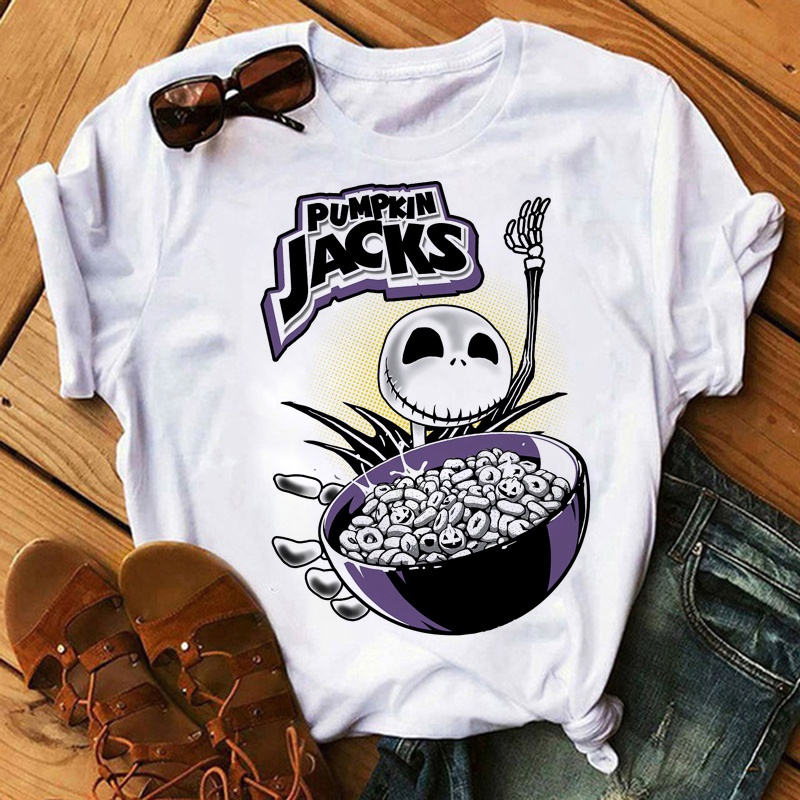 เสื้อยืด-พิมพ์ลายกราฟฟิค-disney-halloween-jack-skellington-kawaii-เหมาะกับฤดูร้อน-สําหรับผู้หญิง-และผู้ชาย-ชุดลำลอง