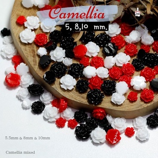 《Resin​ Camellia​》​ดอกไม้​  ดอกจิ๋ว​ แดง​ ดำ​ ขาว​ คละสี​/คละไซส์​ 1​ ห่อ