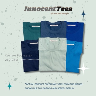 เสื้อยืด[INNOCENTEES] UNISEX PLAIN TSHIRT II BLUE AND GREEN COLORS II COOL TONE II SMALL TO 2XL