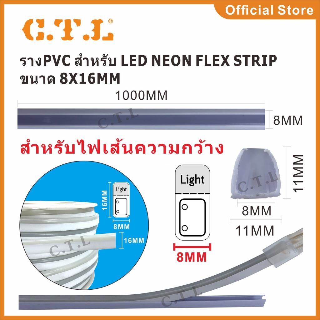 ราง-pvc-สำหรับ-neon-flex-และ-led-strip-ขายยกแพ็ค10เมตร