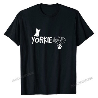 เสื้อแฟชั่นผญ2022 อื่นๆ - เสื้อพ่อYorkie,ตลกน่ารักสุนัขเจ้าของของขวัญเสื้อปกติท็อปส์ซูสําหรับผู้ชาย