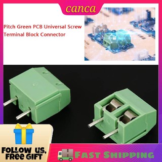 ✿canca✿Universal Green 50pcs/set PCB Pitch 5mm Screw Connector Pin 2 Terminal Block