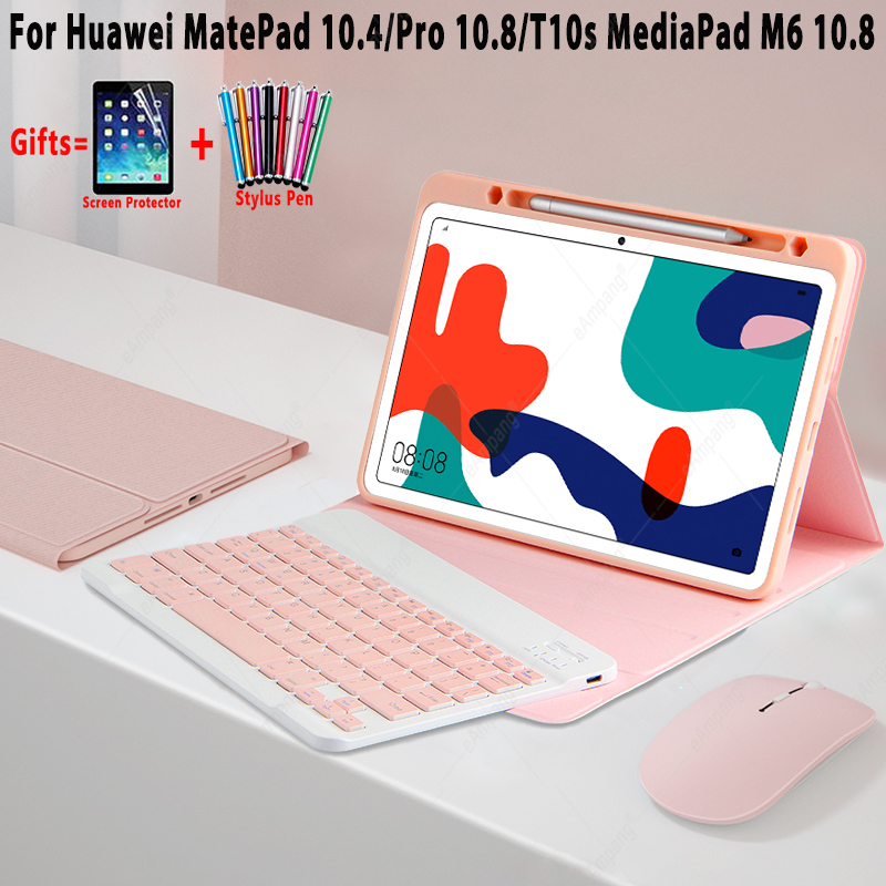 ภาพหน้าปกสินค้าคีย์บอร์ดสำหรับ Huawei Matepad 10.4 11 T10 T10s T 10 Pro 10.8 พร้อมคีย์บอร์ดสำหรับ Huawei Mediapad M6 10.8 Flip Slim แม่เหล็กกันกระแทกพร้อมที่ใส่ดินสอที่ถอดออกได้บลูทูธคีย์บอร์ดเมาส์ จากร้าน eampang5.th บน Shopee