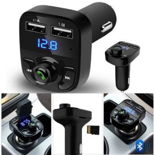 FM Transmitter เครื่องเล่นบลูทูธ MP3 USB พอร์ทคู่ LED 4.1A รองรับการ์ดความจำ