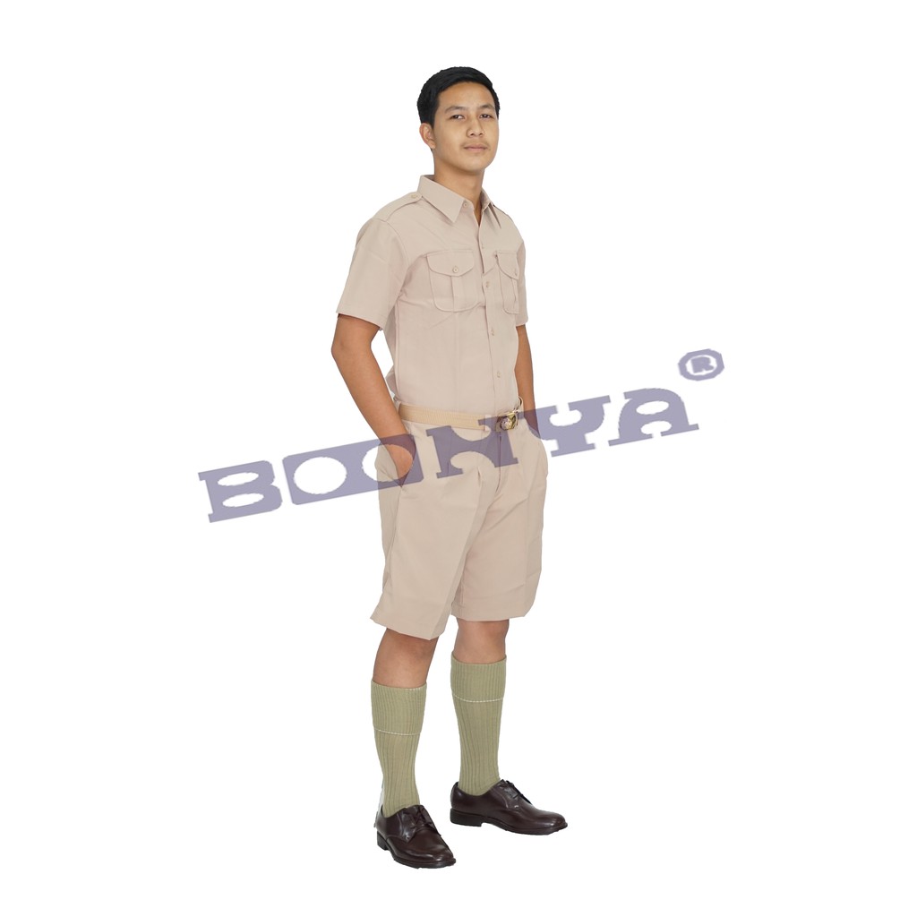 กางเกงข้าราชการผู้ชาย-ขาสั้น-สีกากี-ตรา-boonya