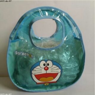 กระเป๋าถือ พลาสติกใส ลาย โดราเอม่อน Doraemon ขนาด 13x14 นิ้ว (ความสูงรวมหูหิ้วด้วยคะ)