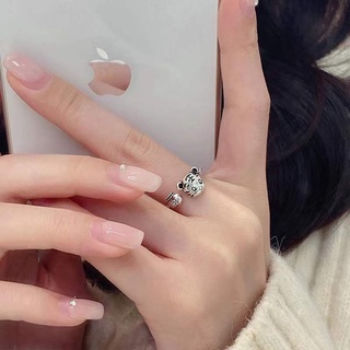 [YY] แหวนนิ้วชี้ รูปเสือ สีเงิน เรียบง่าย ไม่ซีดจาง แฟชั่นสําหรับผู้หญิง 2022