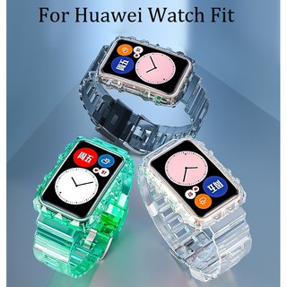 ภาพหน้าปกสินค้าสายนาฬิกา huaweiwatch fit สายนาฬิกาซิลิโคน สำหรับ Huawei Watch Fit , เคส huaweiwatch fit , Huawei watch fit elegant Clear Transparent Strap สายนาฬิกา huawei watch fit Strap สาย huawei watch fit Case ที่เกี่ยวข้อง