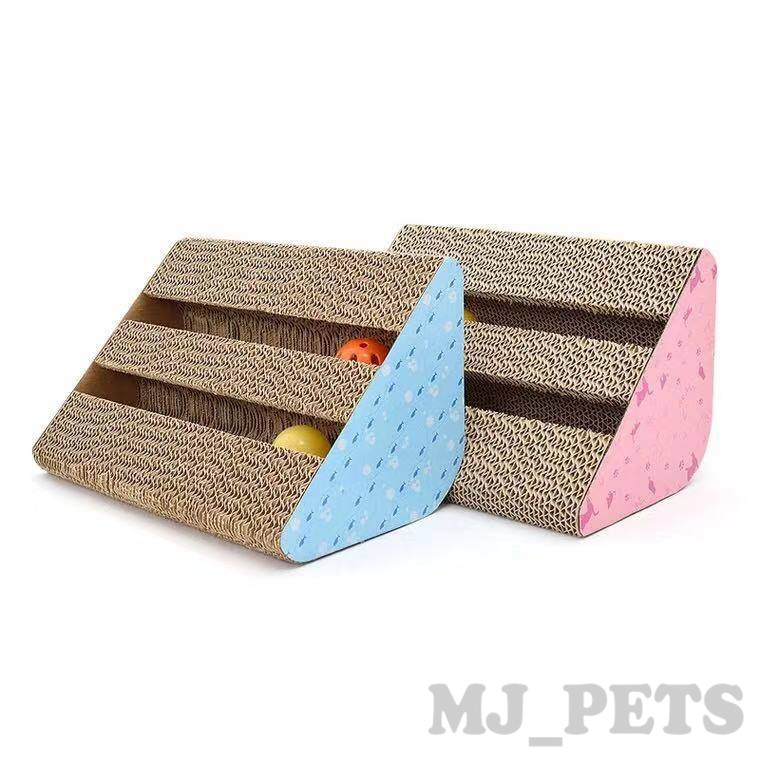 ภาพสินค้าMJ-ที่ลับเล็บแมว สามเหลี่ยม รางบอล2 ชั้น จากร้าน mj_pets บน Shopee ภาพที่ 6