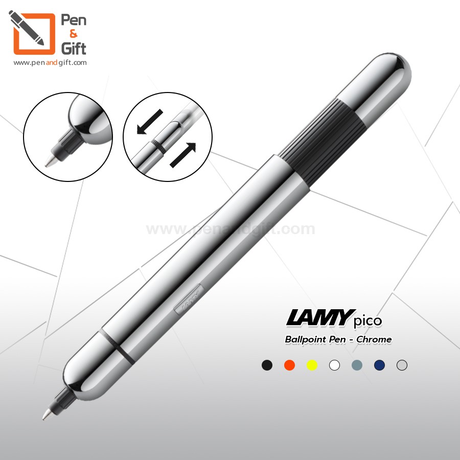 LAMY Pico Ballpoint Pen Black, White, Laser orange, Chrome, Matte