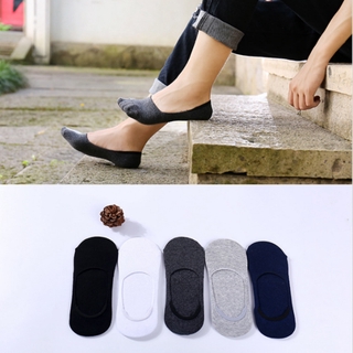 ราคาและรีวิวMen Cotton Socks Summer Breathable Invisible Boat Silicone Non-slip  Loafer Ankle Low Cut Short Sock Male Sox for Shoes
