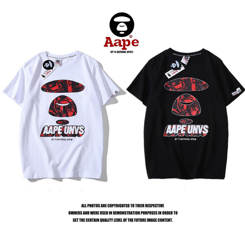 ทางเลือกที่ดีที่สุดของคุณaape-clic-red-camo-ape-monkey-letter-cotton-cal-loose-tshirt-men-women-o-neck-short-sleeve-whit