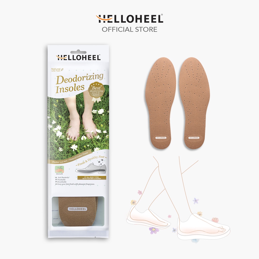 ภาพหน้าปกสินค้าHelloheel แผ่นรองพื้นในรองเท้า รุ่นดับกลิ่นและซับเหงื่อ เพื่อเท้าแห้งสบาย Deodorizing Insoles for Improved Foo Hygiene