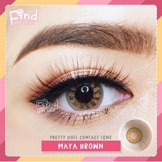 Maya Brown (1) บิ๊กอาย สีน้ำตาล น้ำตาล ทรีโทน ขอบฟุ้ง ลายฮิตใน Tiktok ลายตามหา Pretty Doll ฝาเขียว คอนแทคเลนส์ ค่าสายตา