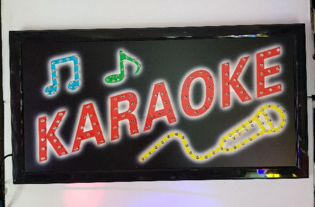 ป้ายไฟled-karaoke-คาราโอเกะ-ป้ายไฟled-สีสันสวย-ป้ายร้านอาหาร-ขนาด25x48cm-สกรีน-สติกเกอร์-กลางวันก็เห็นชัด