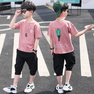 เสื้อผ้าเด็ก ชุดเด็กชายฤดูร้อน กางเกงขาสั้นเด็กสไตล์เกาหลีใหม่ ชุดสูทสองชิ้น สไตล์ตะวันตก