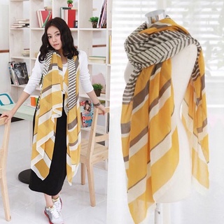 ผ้าพันคอ แฟชั่นเกาหลี สีเหลือง(สีจริงเหลืองตุ่นๆ)