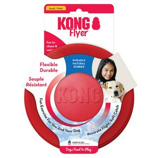 สินค้า KONG Flyer จานร่อนสีแดง ของเล่นสุนัขทำจากยางธรรมชาติ ร่อนได้ดี มีความยืดหยุ่นสูง ปลอดภัย กัดเล่นได้สบาย  (S, L)