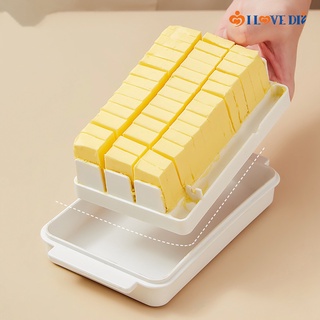 กล่องเก็บเนย แบบแบ่งช่อง ใช้ซ้ําได้ / เคสหั่นใส รักษาความสด กันฝุ่น / อุปกรณ์จัดระเบียบอาหารในครัว